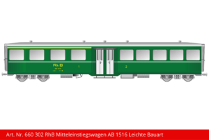 Art. Nr. 660 302 RhB Mitteleinstiegswagen AB 1516 Leichte Bauart