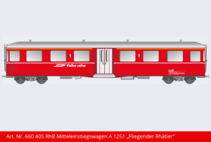 Art. Nr. 660 405 RhB Mitteleinstiegswagen A 1251 „Fliegender Rhätier“